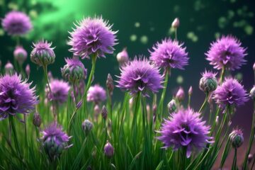 chives blooming with purple